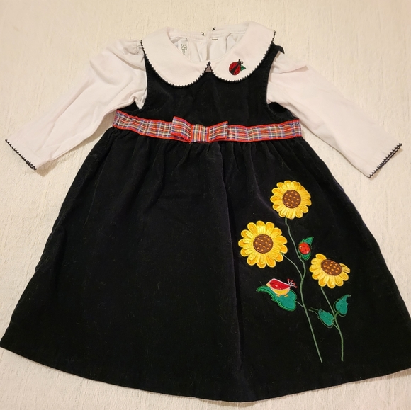 Bonnie Baby Black Corduroy Dress Jumper Ladybug - Picture 4 of 12